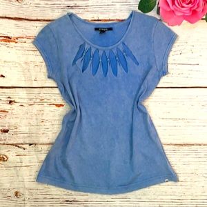 Insight Blue Cotton Cut Out T-Shirt Small/4